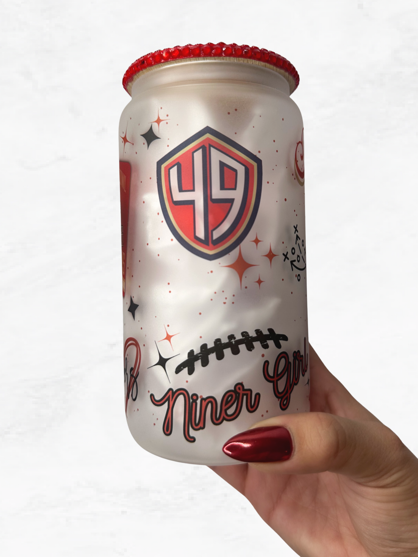 16 oz Glass Cup with Bejeweled Lid – San Francisco (Includes Straw & Cleaner)