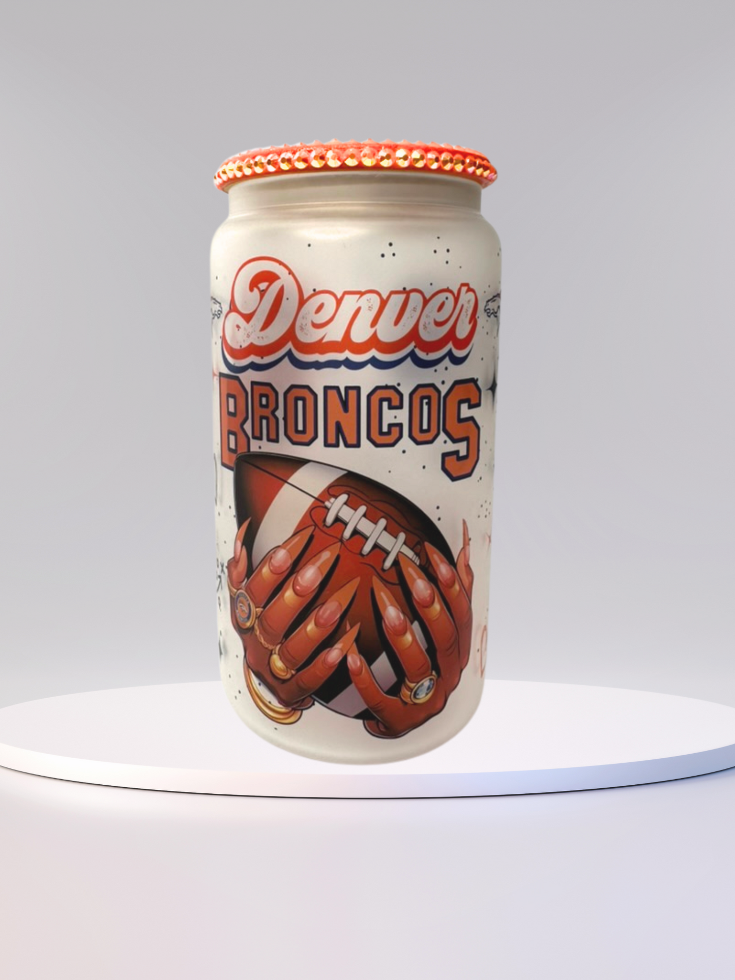 16 oz Glass Cup with Bejeweled Lid – Denver (Includes Straw & Cleaner)