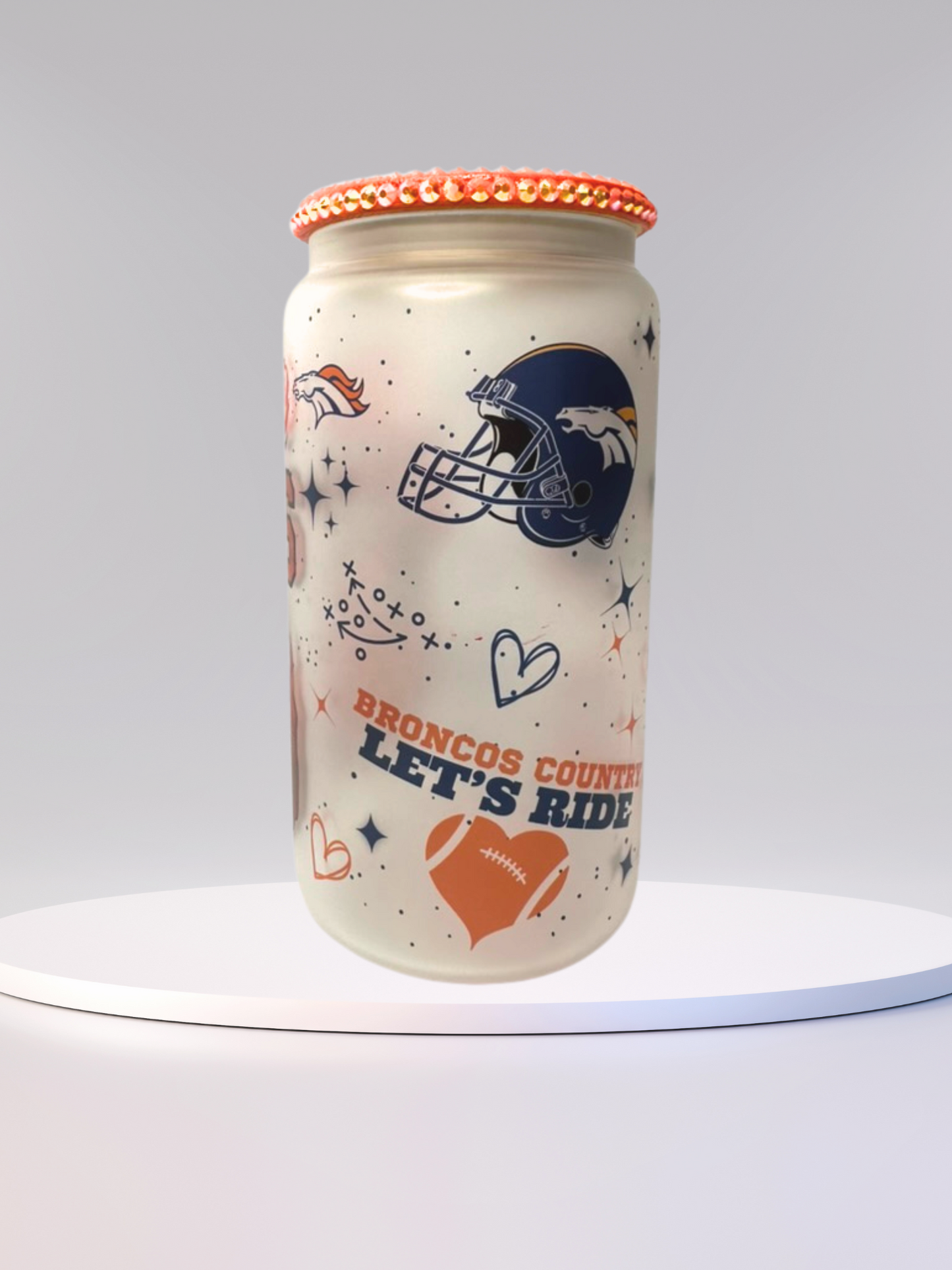 16 oz Glass Cup with Bejeweled Lid – Denver (Includes Straw & Cleaner)