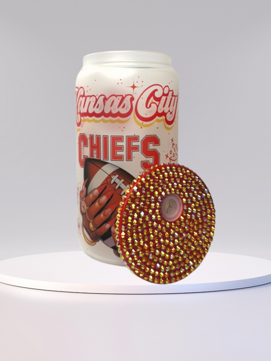 16 oz Glass Cup with Bejeweled Lid – Kansas City (Includes Straw & Cleaner)