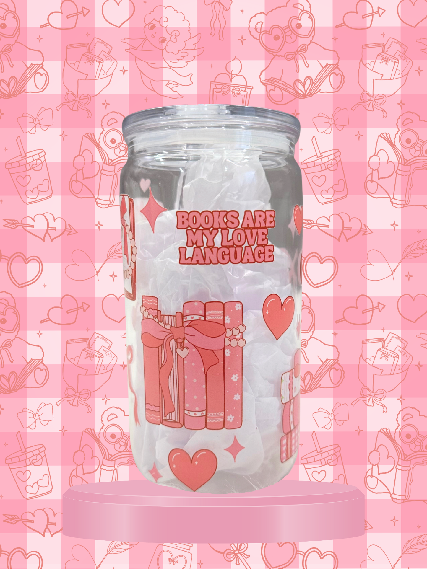 Book Lover X Coquette Plastic Tumbler (Includes Straw and Cleaner)