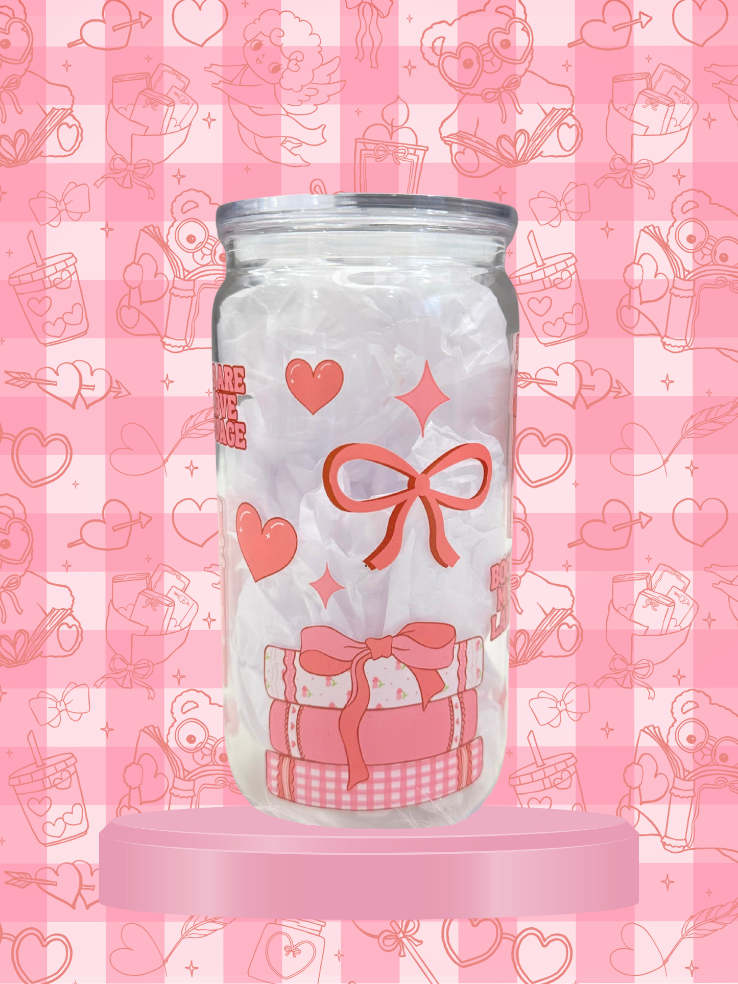 Book Lover X Coquette Plastic Tumbler (Includes Straw and Cleaner)